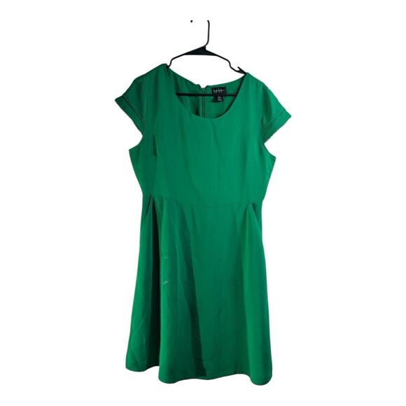 Nicole Miller NY Womens 8 New Green Dress Cap Sleeves Empire Waist Zip Flowy - Picture 1 of 3